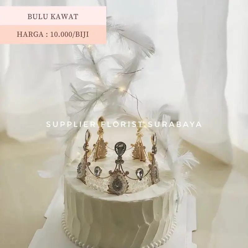 HIASAN KUE TART MODEL BULU BULU PUTIH DAN HITAM TOPPER KUE TART, BULU KAWAT MODEL HATI SPIRAL, BULU MODEL SAYAP 5