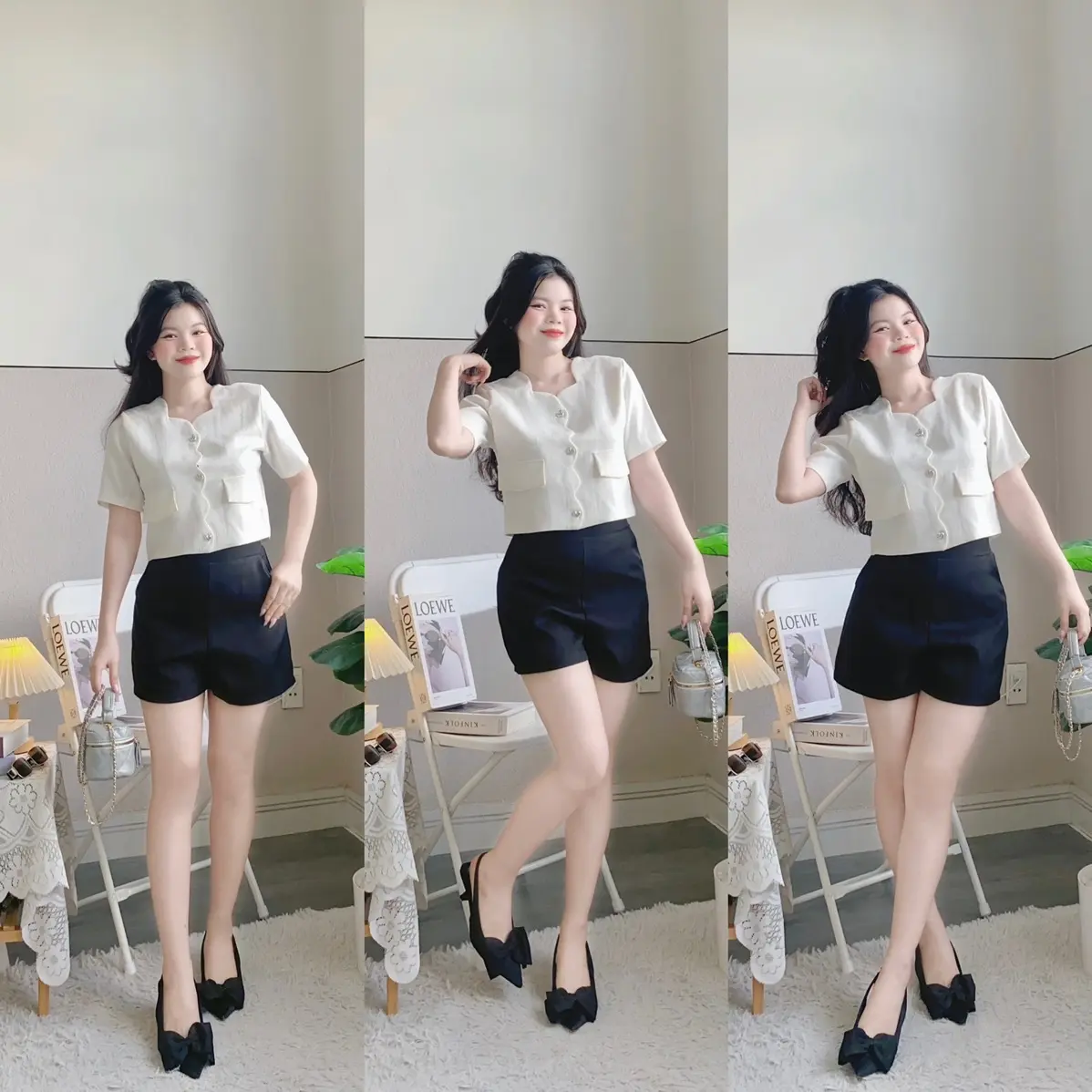 [Set đi chơi, đón Tết xinh] SET DẠ NẸP SÓNG KHUY TRÁI TIM + QUẦN DẠ 2L