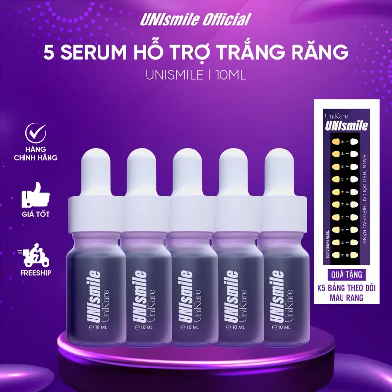 Combo 5 Serum Trắng Răng Unismile 10ml - Giúp Cải Thiện Răng Ố Vàng - Hỗ Trợ Làm Sạch Mảng Bám