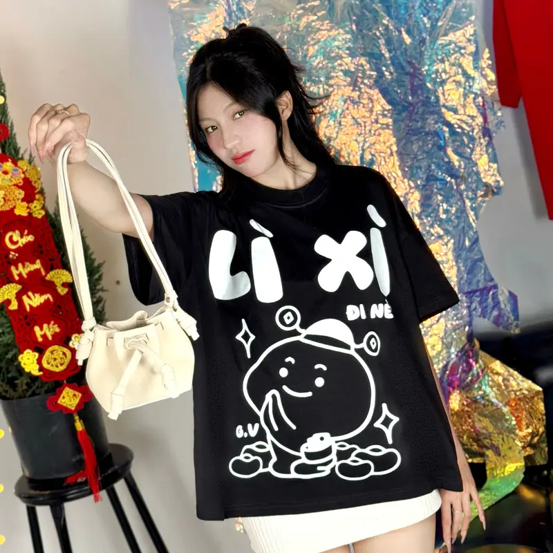 Áo thun GOD VIBE phong cách Unisex Nam Nữ form BOXY GTK160 Cotton Cổ Tròn Top 5