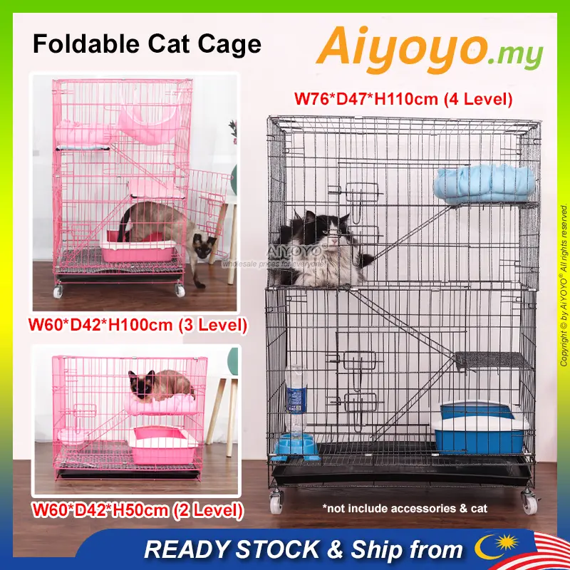 Cat cage large platform kitten big cat cage 2 levels 3 levels 4 levels 2 levels 3 levels 4 levels 4 levels Black