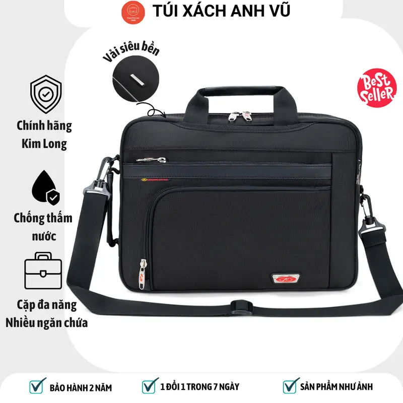 Cặp Học Sinh Cấp 2, Cấp 3 Đa năng Hãng Kim LOng(KL032) , Vải bền , Chống thấm nước kèm đây đeo chéo Kem Bag 0
