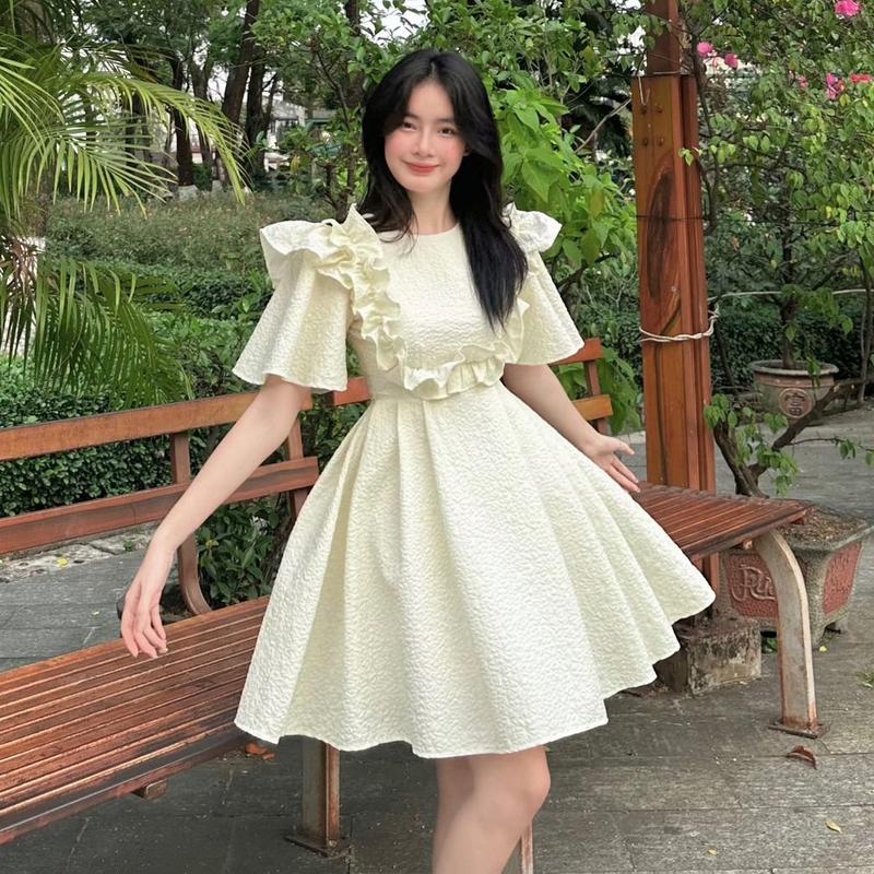 ĐẦM BABYDOLL XỐP  11300 KHÁNH VY STORE Nữ Dress Thông thường Women Kem