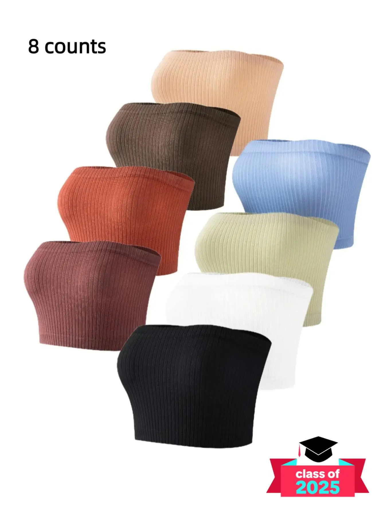 Women's Solid/cat Wireless Tube Top, Bandeau Bra, Push Up Bra, Strapless Bra, Casual Ribbed Strapless Lingerie Top for Lady Daily Wear, Minimalist Lingerie for Women, Bras for Women, Women's Lingerie for Spring & Summer, College Wear, Bra Pack