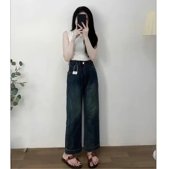 ￼[Loai Đẹp M005 ] Quần Bò Jeans Nữ Ống Đứng, Quần Bò Denim Ống Rộng Suông Cạp Cao Hách Dáng  Lưng Cao Women 005 | BigBuy360 - bigbuy360.vn