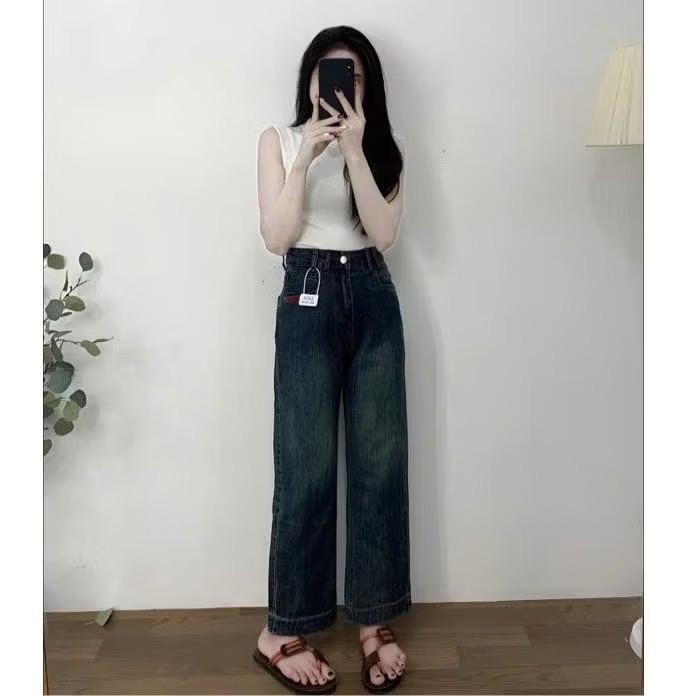 ￼[Loai Đẹp M005 ] Quần Bò Jeans Nữ Ống Đứng, Quần Bò Denim Ống Rộng Suông Cạp Cao Hách Dáng  Lưng Cao Women 005 | BigBuy360 - bigbuy360.vn