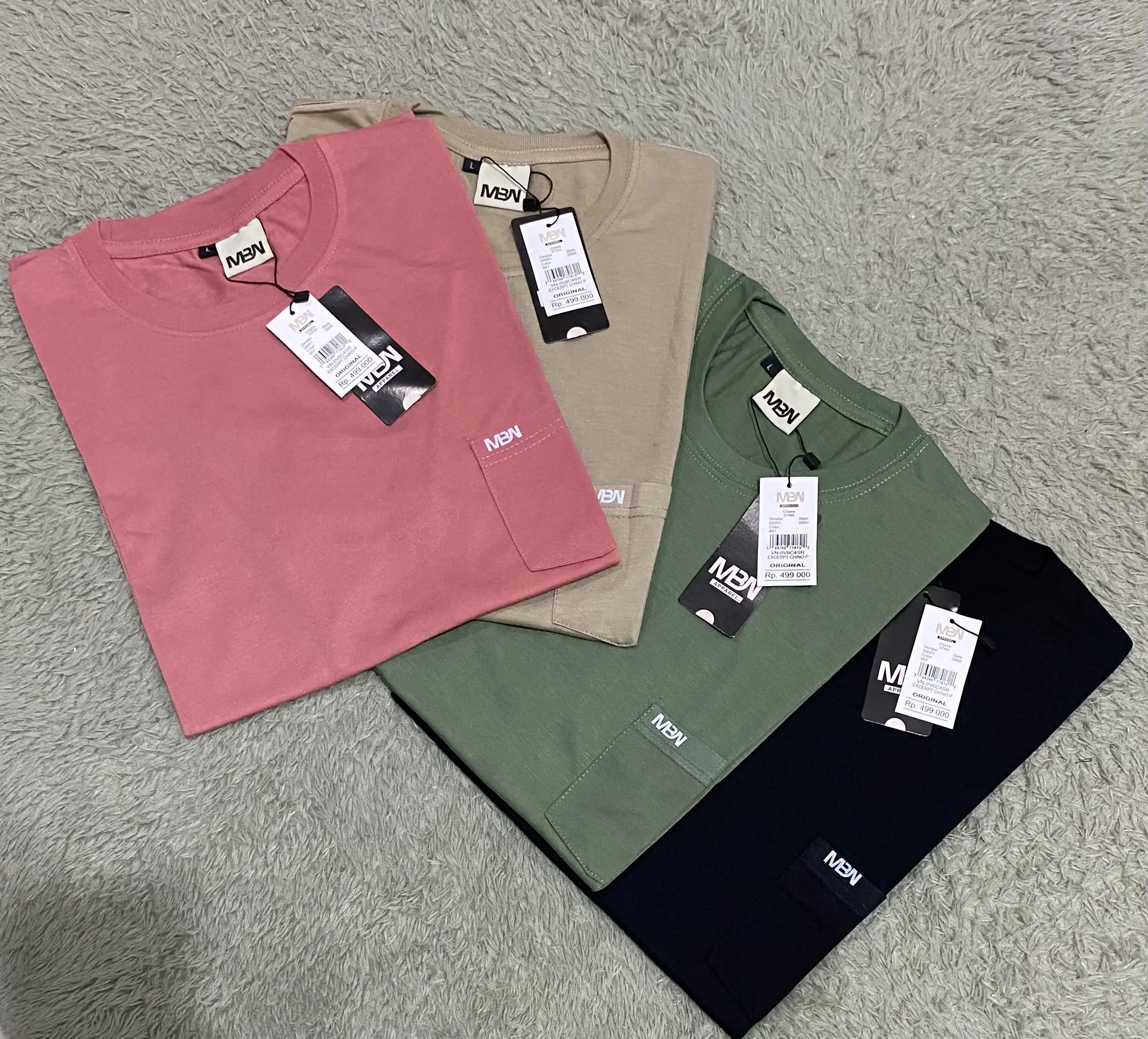 4 Pcs 100 ribu Kaos Polos Pocket Saku Pria Wanita MBN Original L XL XXL XXXL | Kaos Distro Cowok Polos Saku Kantong MBN Cewe Cowo