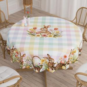 Easter Egg & Rabbit Pattern Tablecloth, Rectangular Tablecloth, Decorative Tablecloth for Home Kitchen Dining Room, Table Decorations