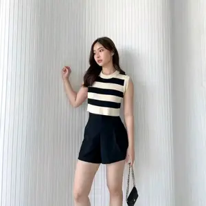 Tank Top Wanita Stripe / Tank Top Wanita Korea / Casual Top Panjang Atasan Crop Cewek