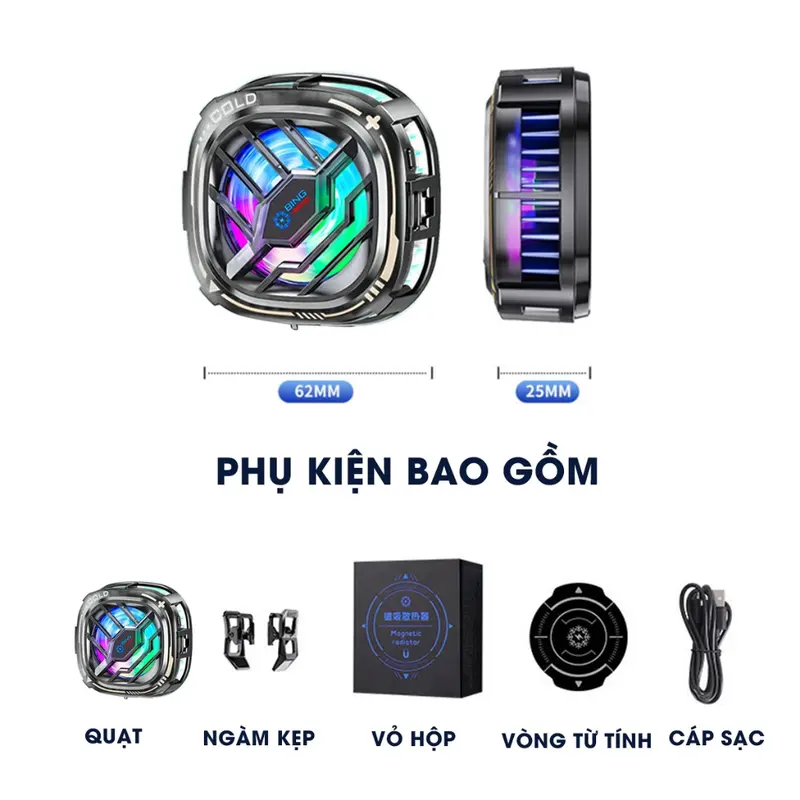 Quạt Tản Nhiệt Điện Thoại Sò Lạnh X76 PRO- LED Gaming, Nam Châm Siêu Mạnh, Làm Lạnh Cực Sâu (BH Lỗi 1 Đổi 1) Phụ Kiện quattan  nhiet sò  lạnh 4