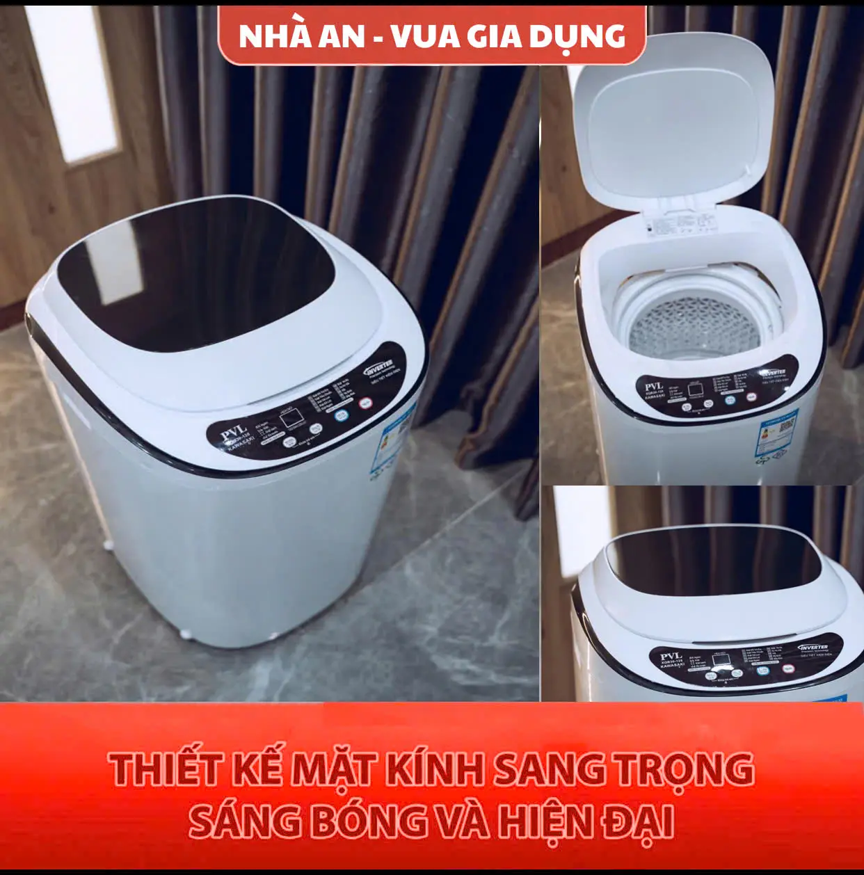 Máy giặt mini Kawasaki cửa đứng cao cấp, giặt, vắt, sấy khử khuẩn, khối lượng 17KG, kích thước 70x42x42, bảo hành 6 năm - Làm Sạch - inverter - tia UV máy  giặt
