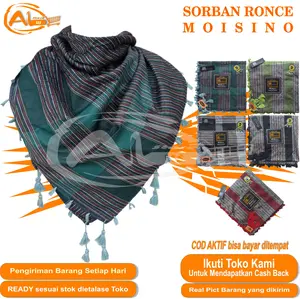 SORBAN SEGI EMPAT ANAK DAN DEWASA MOTIF DOBBY RUMBAI RONCE MOISINO SURBAN TACTICAL RONCE MUSLIM