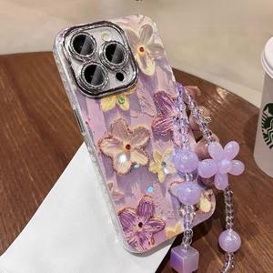 Ins Cute Oil Painting Flower Case for iPhone 17 16 15 13 12 11 14 Pro Max Case Stylish Shockproof Phone Case Anti-Scratch Floral Cover for Women Girls