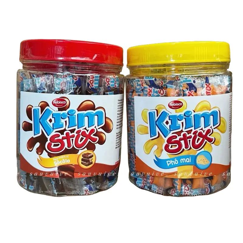 Hũ 100 que NHỎ Krim Stix Kẹo Mềm vị Socola Phô Mai Rebisco 430g hũ Ăn Vặt