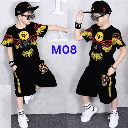 { 12-50kg }.Set Bộ Mã M07. M08 Hình Đại Bàng cho Bé Trai, chất Liệu cotton co giãn 4 chiều mềm mịn, thoáng mát thấm hút mồ hôi tốt, màu sắc đỏ và đen. 1
