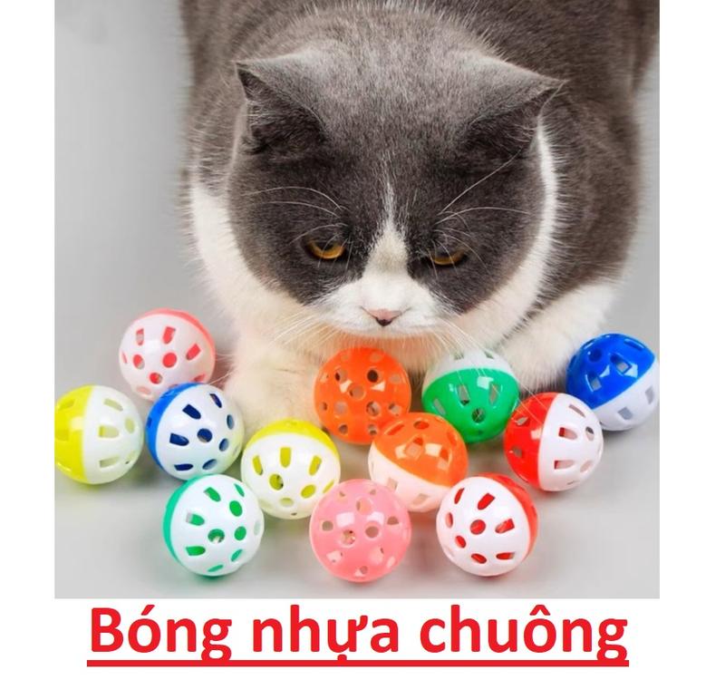 Bóng nhựa chuông leng keng 3.8cm - đồ chơi mèo rượt đuổi tập phản xạ