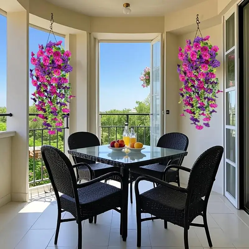 Artificial Hanging Flowers, 2/4 Counts Fake Plants with Eucalyptus Leaves, Uv Resistant Realistic Hanging Plants for Home Garden Decor, Home Accessories 5