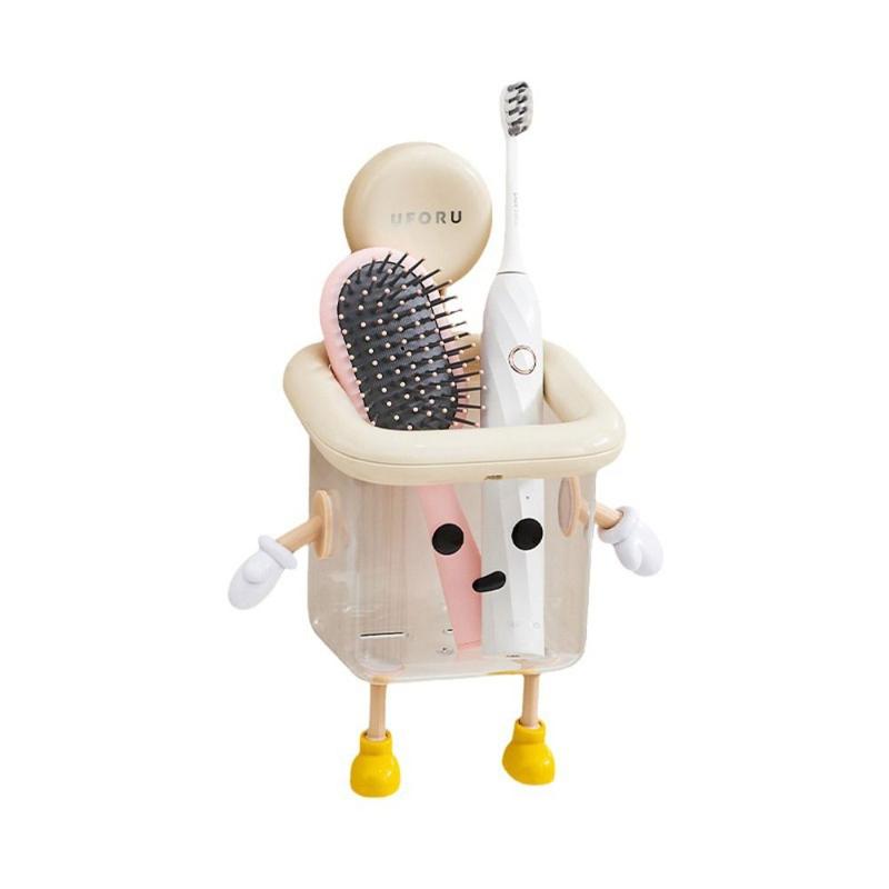 Product Introduction of New Transparent Toothbrush Holder Wall-mounted Suction Cup Toilet Storage Rack No Punching Multifunctional Bathroom Storage Box 11