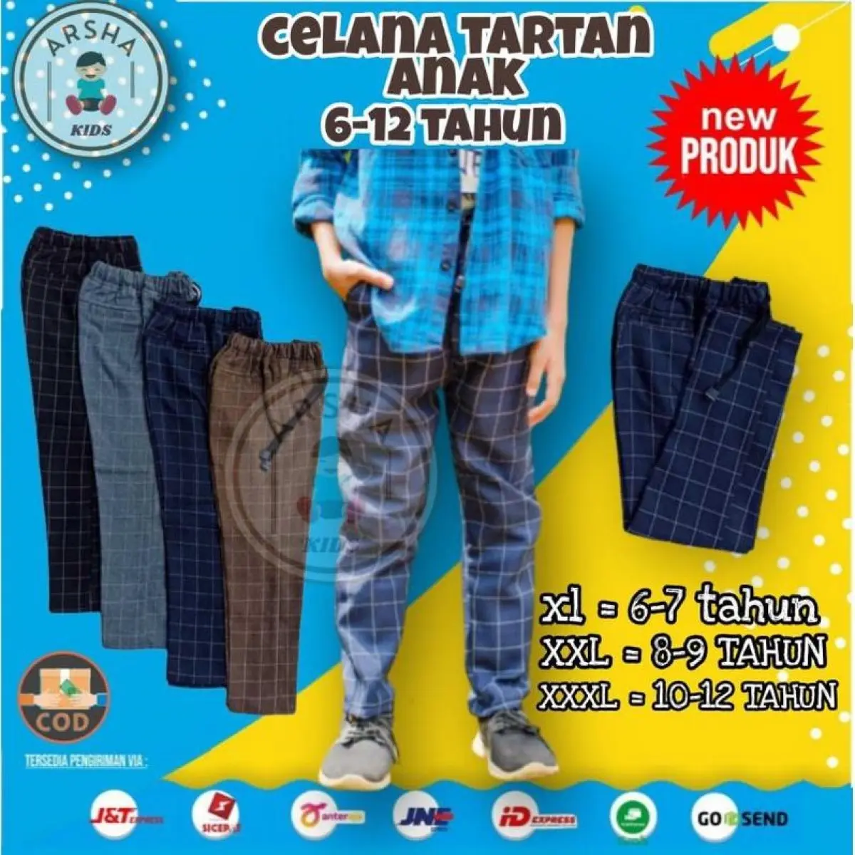 CELANA PANJANG ANAK CLANA TARTAN ANAK LAKI LAKI PEREMPUAN CELANA CHINOS CHINO KOTAK TANGGUNG