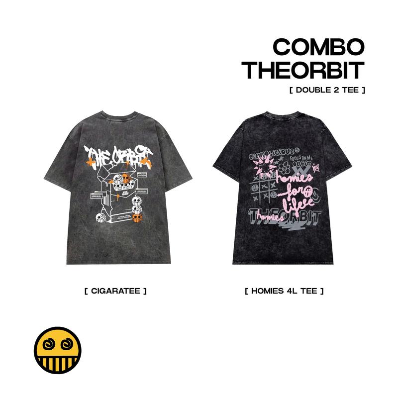 COMBO 2 Áo - Áo thun nam nữ The ORBIT - CIGARETEE + HOMIES 4L - Local brand chính hãng Menswear Cotton Jean