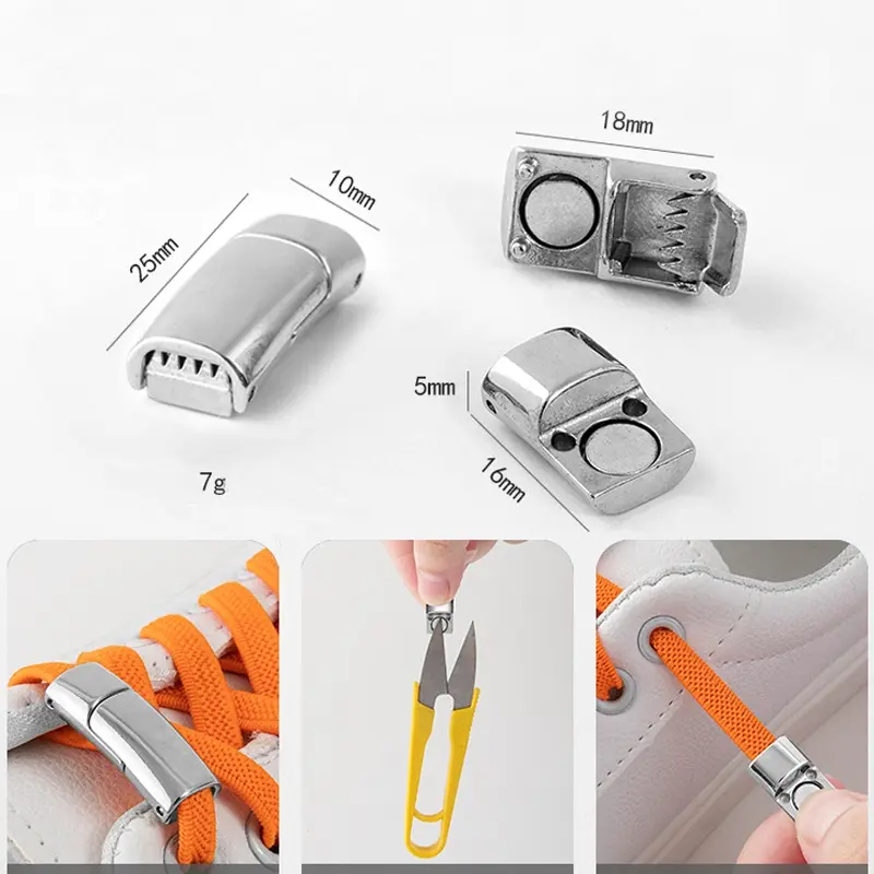 Khóa Dây Giày Cho Nam Lười, 1 Đôi, Không Cần Buộc, Không Cần Buộc, Dây Giày Co Giãn, Dụng Cụ Cố Định Khóa Dây Giày, Không Cần Buộc, Dây Giày Mở Rộng Đàn Hồi, Khóa Dây, Làm Bằng Kim Loại Hoa Ong Caro 6