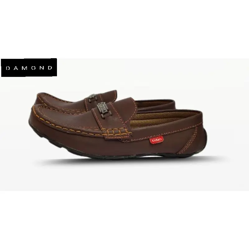 Sepatu pria kulit casual loafer slip on cokelat untuk kerja dan aktifitas sehari hari sepatu damond Flat  Kasual  Shoes fleksibel dasar