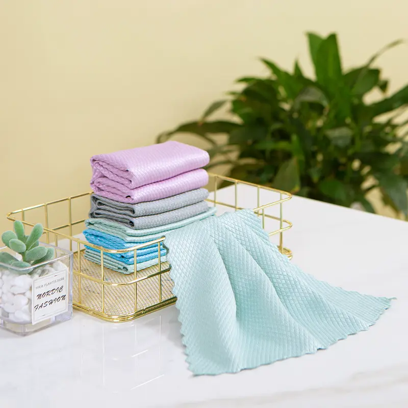 2024 Scale Rag Glass Cloth Household Traceless Super Fiber Dish Towel Kitchen Clean and Not Easy to Lint Rag Cleaning dish  cloth