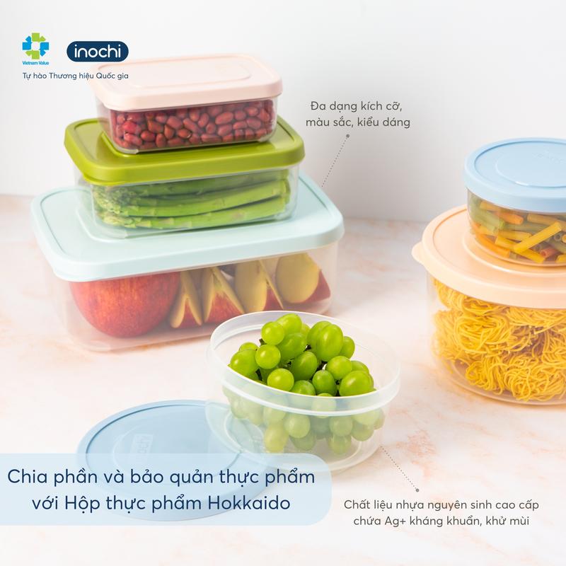 Bộ 3-4 hộp nhựa đựng thực phẩm chữ nhật tròn vuông Inochi 500-750-1000-1500-2000-2500 nhựa PP nguyên sinh cao cấp không BPA đa năng đựng đồ ăn đồ khô mang cơm đi làm Kitchen