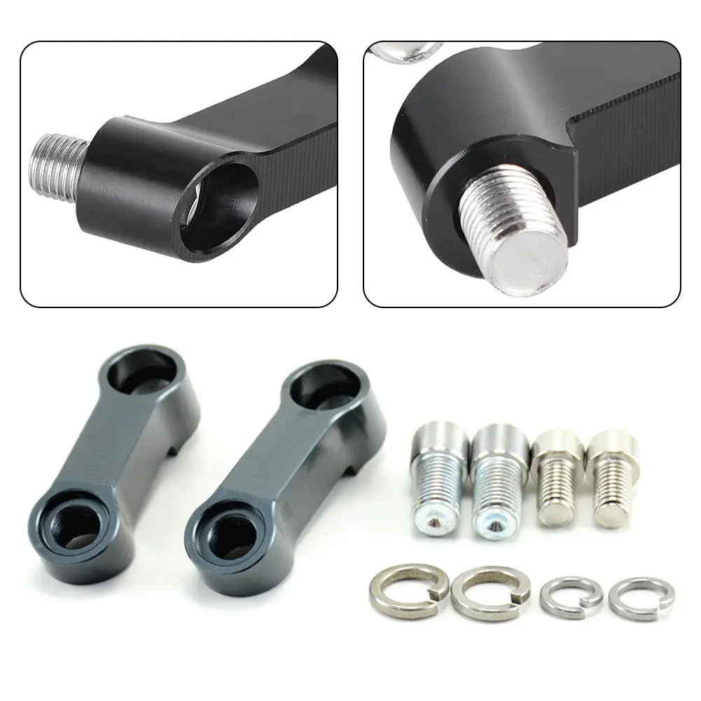 [CAPS HOT] 2pc BLACK 10MM MOTORCYCLE MIRROR RISER EXTENDER MOTORBIKE ADAPTOR ADAPTER