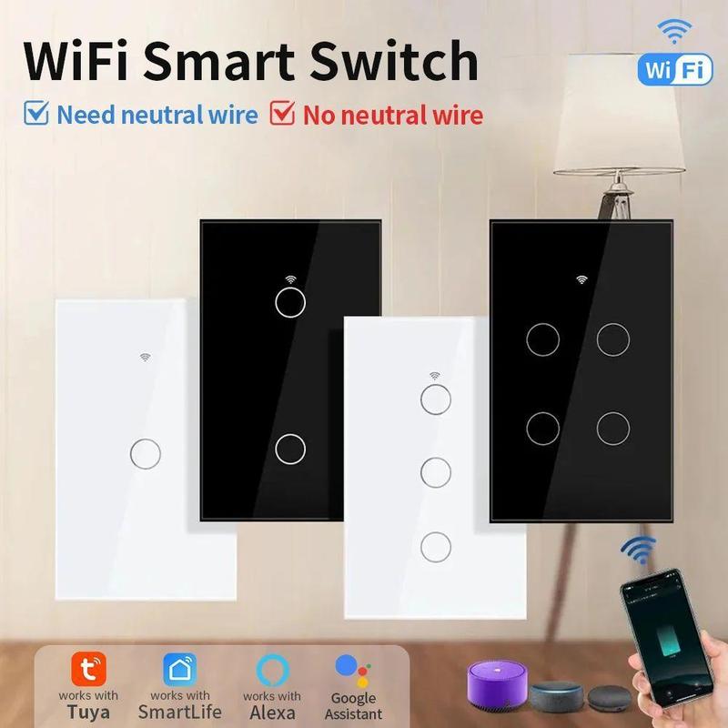  Công tắc thông minh WIFI Tuya Smart + RF433 1.2.3.4 Nút Ấn 