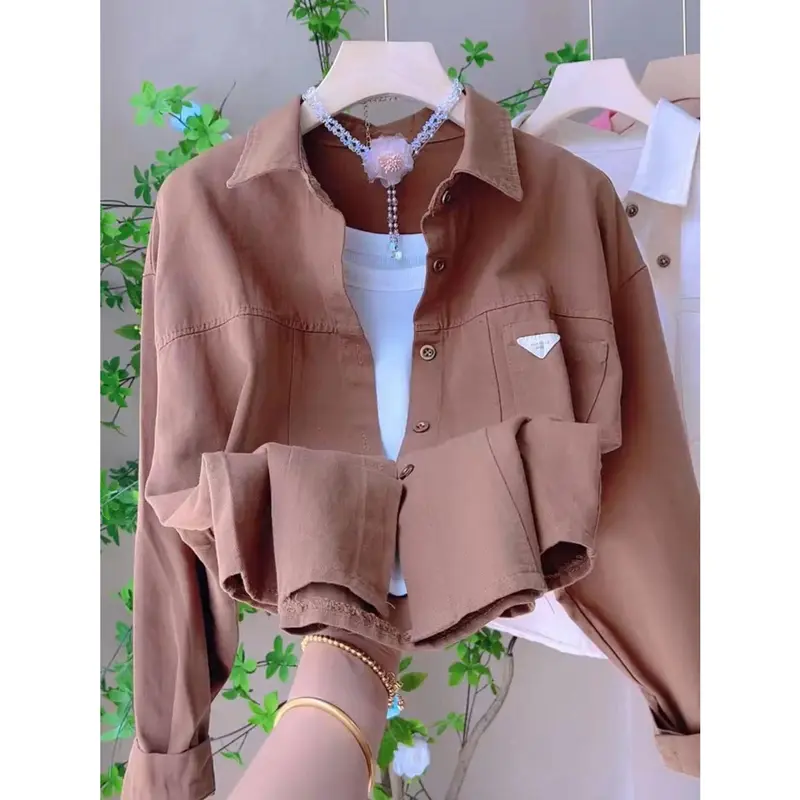 Áo Khoác Cotton Dệt Kim Ngắn, Cỡ Nhỏ Màu Pastel, Dáng Rộng Vừa Vặn, Áo Khoác Thường Ngày Thích Hợp Cho Mùa Xuân Và Mùa Thu, Hàng Mới Về 2024, Dành Cho Nữ 2