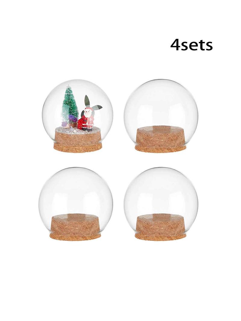Product Introduction of Glass Dome Cover Display Case, 4 Sets Clear Glass Cloche Bell Jar Terrarium with Cork Base, Round Clear Display Case for Home Decor 0