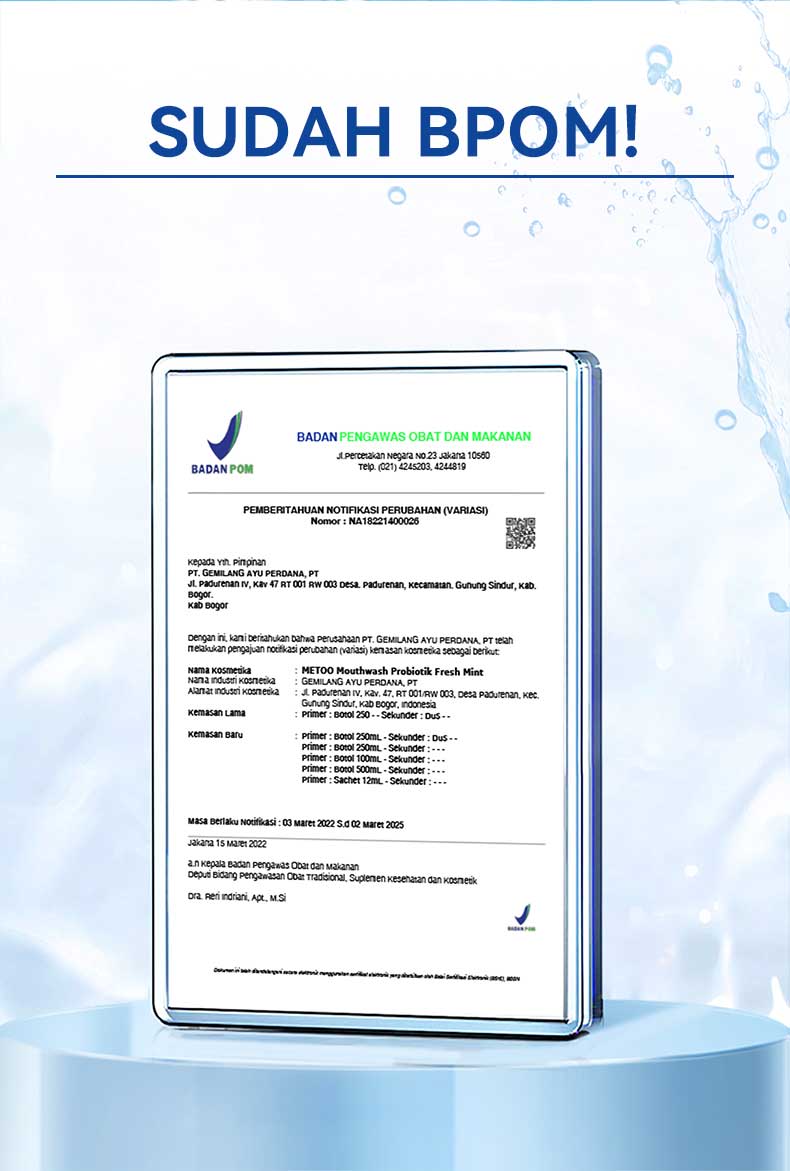 [BPOM] MeToo Mouthwash Fresh Mint 100ml /nafas segar / menghilangkan bau mulut / kumur karang gigi / non-alkohol