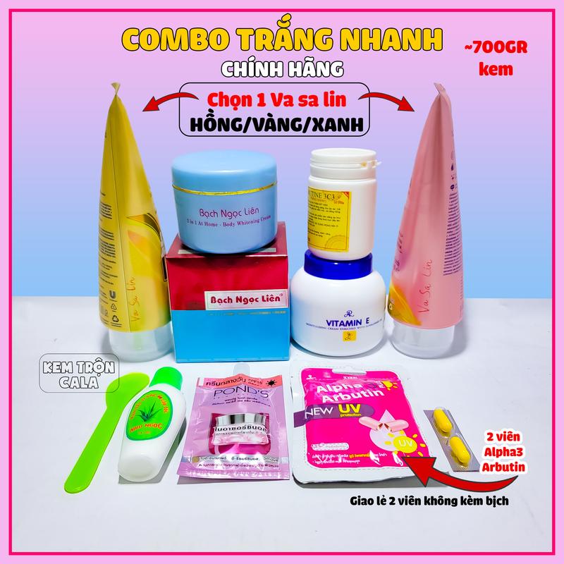 [7 món] Combo kem trộn Bạch Ngọc Liên hỗ trợ làm đẹp da body bộ 700gr kem Dưỡng Da Body Nữ