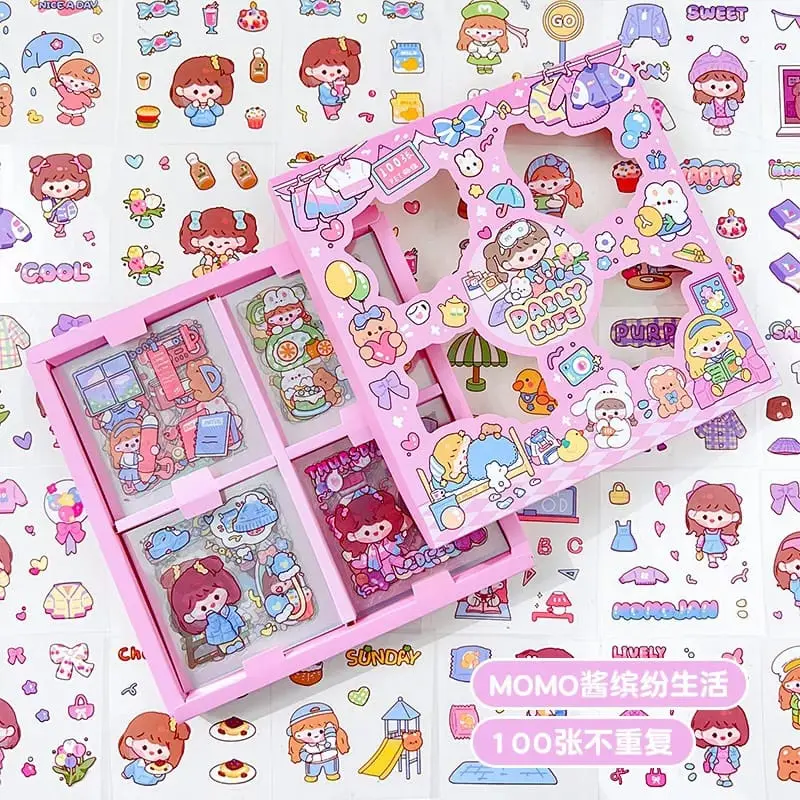 Stiker 2D 100 Lembar Sticker Momo Original Kartun Korea Lucu Anti Air Paper 5