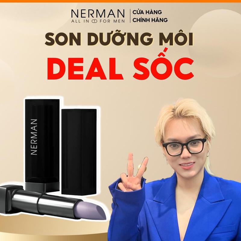Son dưỡng cho nam Nerman Men in Black 2 in 1 dưỡng ẩm, ngừa thâm môi 4g. Son 02