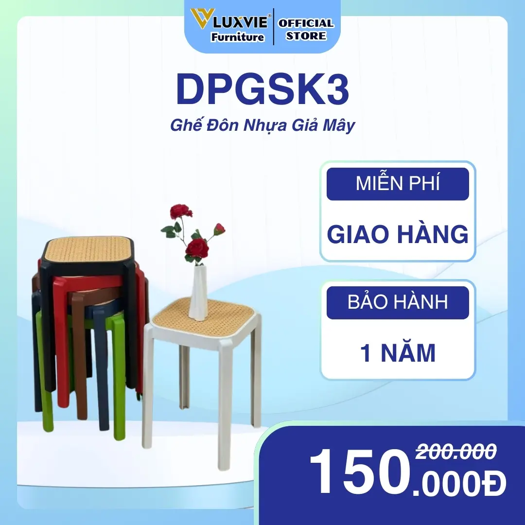 Ghế đôn nhựa giả mây DPGSK3, thiết kế đẹp mắt