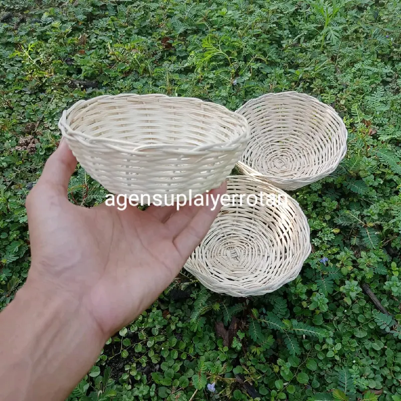 mangkok rotan isi 10 pcs keranjang snack diameter 13 cm 1