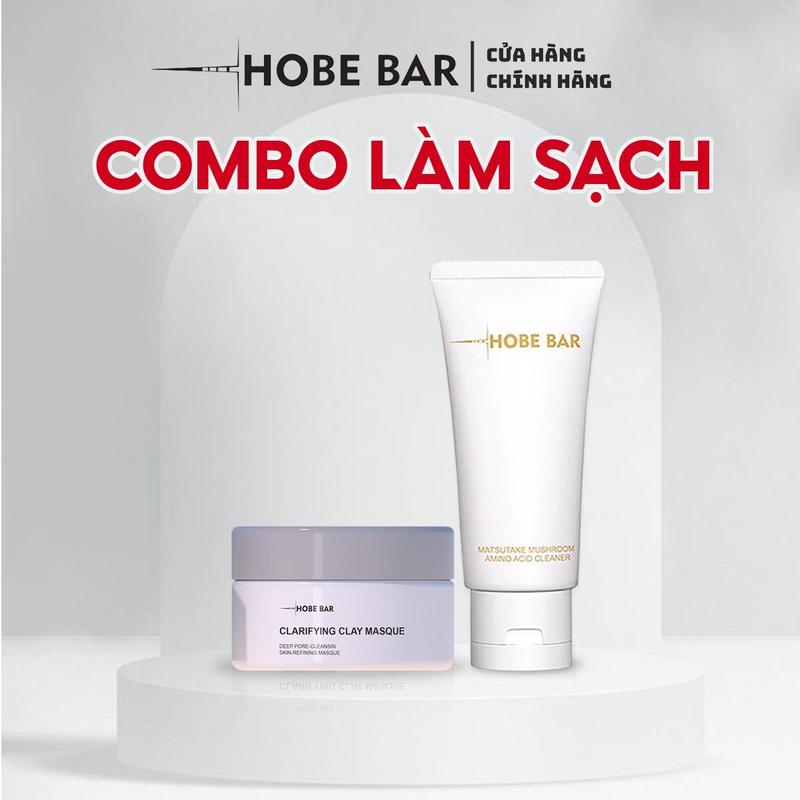 [COMBO LÀM SẠCH] Sữa Rửa Mặt Và Mặt Nạ Đất Sét HOBE BAR Hỗ Trợ Làm Sạch Da Và Giảm Mụn Đầu Đen