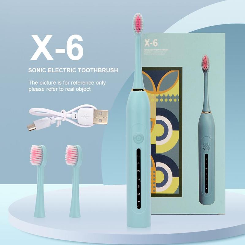 Product Introduction of Electric Toothbrush Set, 1 Box Electric Toothbrush & 3 Counts Replacement Brush Head, Oral Care Product for Men & Women 7