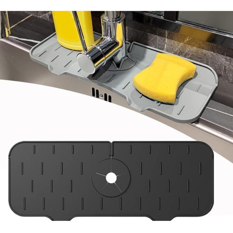 1pcs Kitchen Faucet Absorbent Mat Sink Splash Guard Silicone Drainage Drying Pad Countertop Protection Essentials Tools Accessories 7