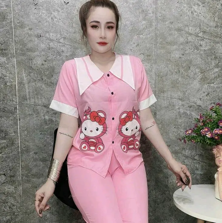 SET BỘ QUẦN DÀI TAY NGẮN 40_60KG QUẦN CÓ TÚI CHẤT KATE LỤA MỀM MỊN MÁT Nữ Áo Women