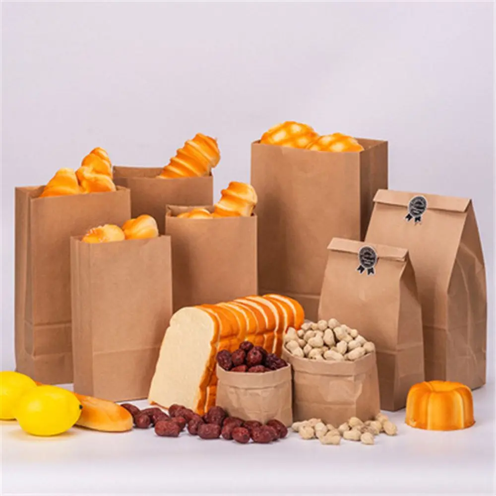 10pcs Wedding Supplies Party Favor Kraft Paper Bags Bread Food Wrapping Bag Gift Cookie Pouch