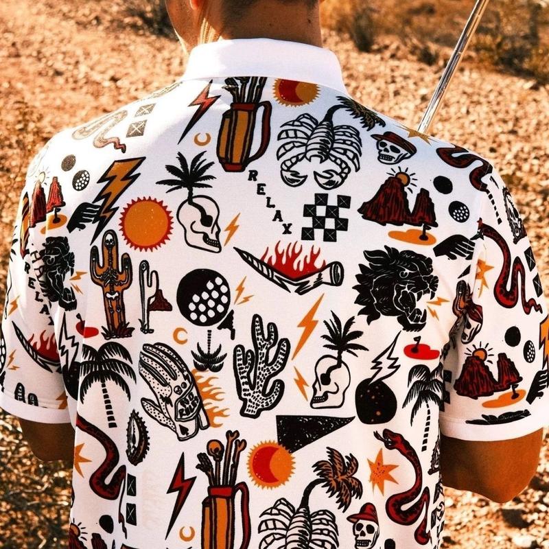 Product Introduction of 2025 American Graffiti Golf Men's Lapel Short-Sleeved T-shirt Summer Loose New Polo Shirt Casual Trend Polo 9
