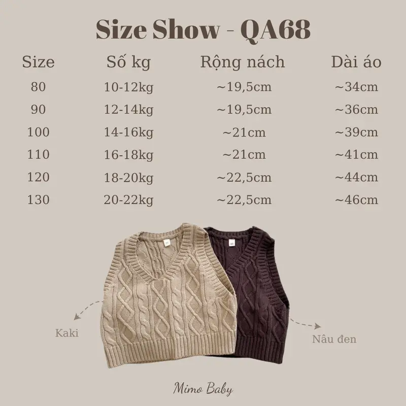 Áo gile len dệt kim cổ tim phong cách vintage mùa thu đông cho bé (10-22kg) QA68 Mimo Baby 8