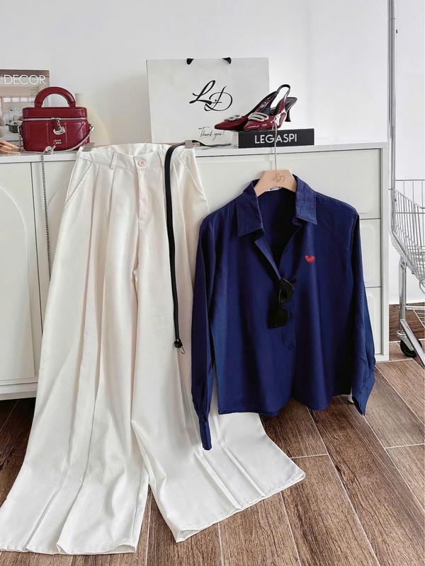 S887 (TÁO ĐỎ BIGSIZE 55-90KG) SET 3 MÓN THIẾT KẾ BIGSIZE ÁO SƠ MI XANH + QUẦN TÂY KEM + THẮT LƯNG