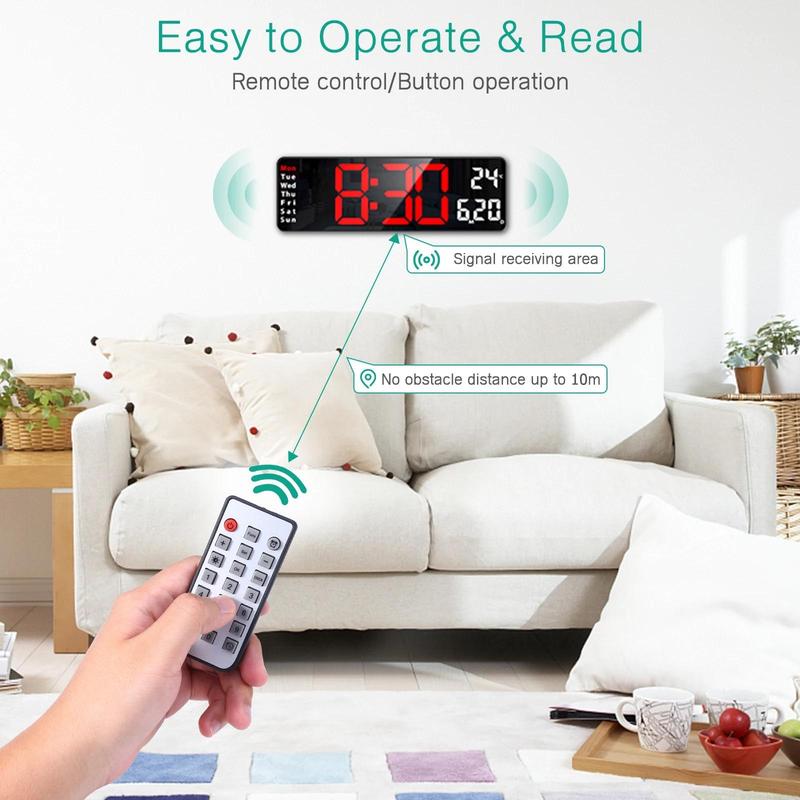 Multifunctional LED Electronic Clock, 1 Count Battery Powered Digital Clock with Remote Control, Home Decor Supplies for Living Room Bedroom 3