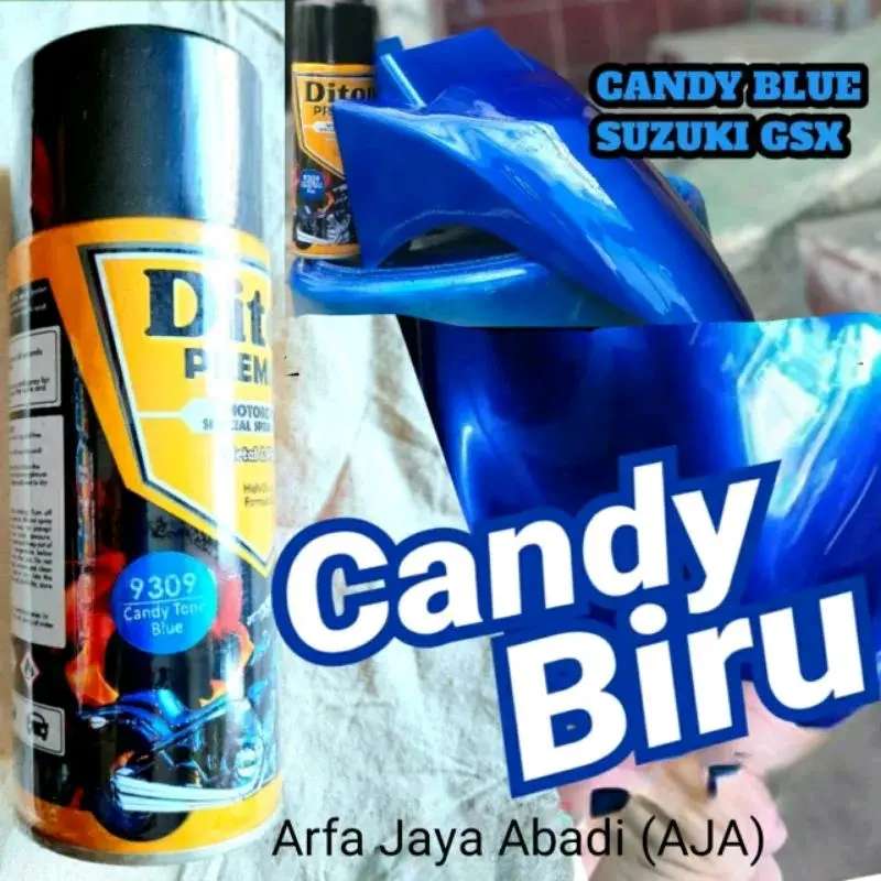 Pilox Pilok Diton Premium Candy biru Blue 9309 Cat Semprot Warna Biru Transparan 400 CC Cat Tahan Bensin 400 Ml Car Paint