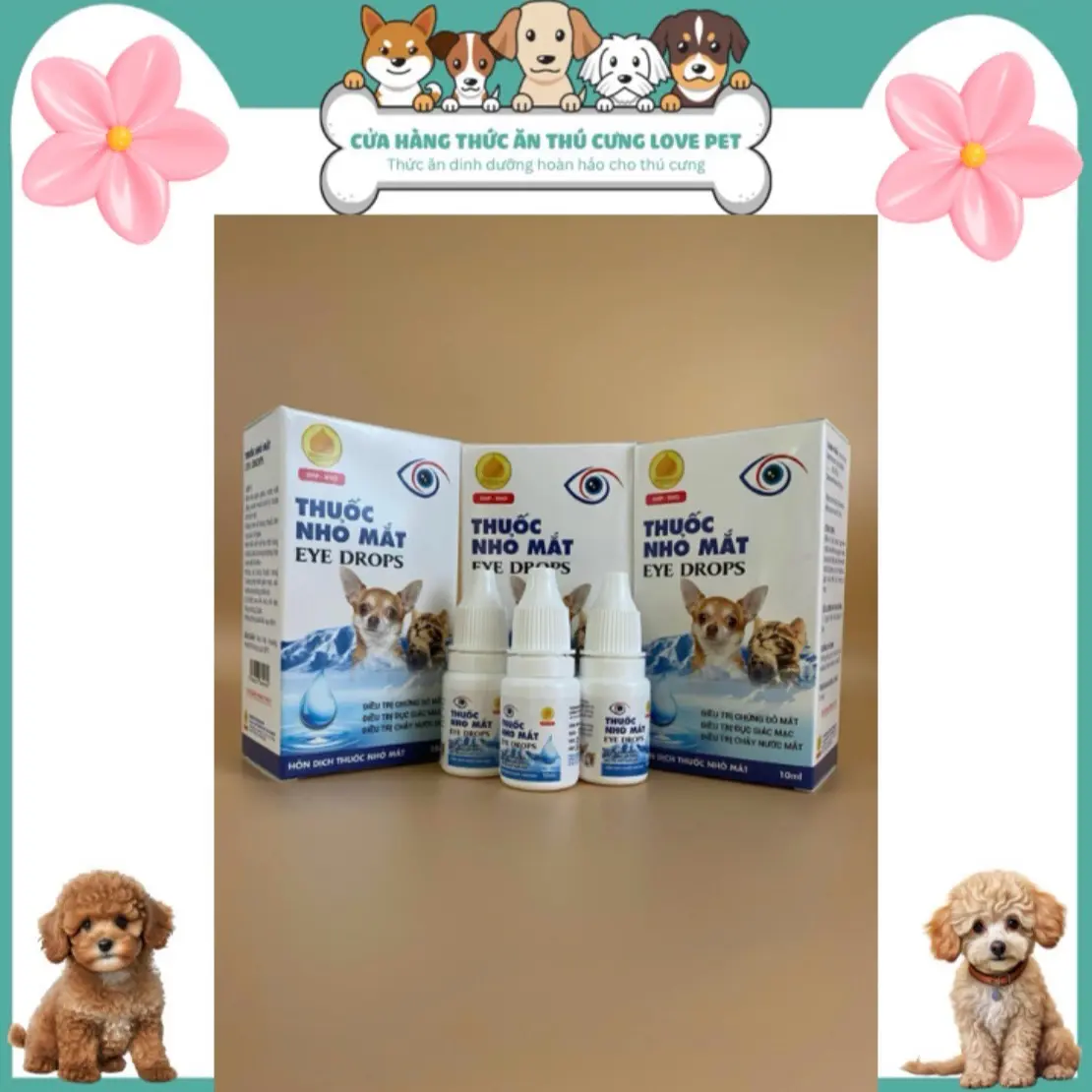 Dung dịch nhỏ mắt , điều trị chứng đỏ mắt , chống chảy nước mắt dành cho thú cưng