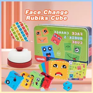 "Mainan Pemecah Kecermatan Rubik's Cube - Blok Konstruksi Pendidikan Ekspresi Wajah Ideal untuk Anak-anak dan Keluarga"